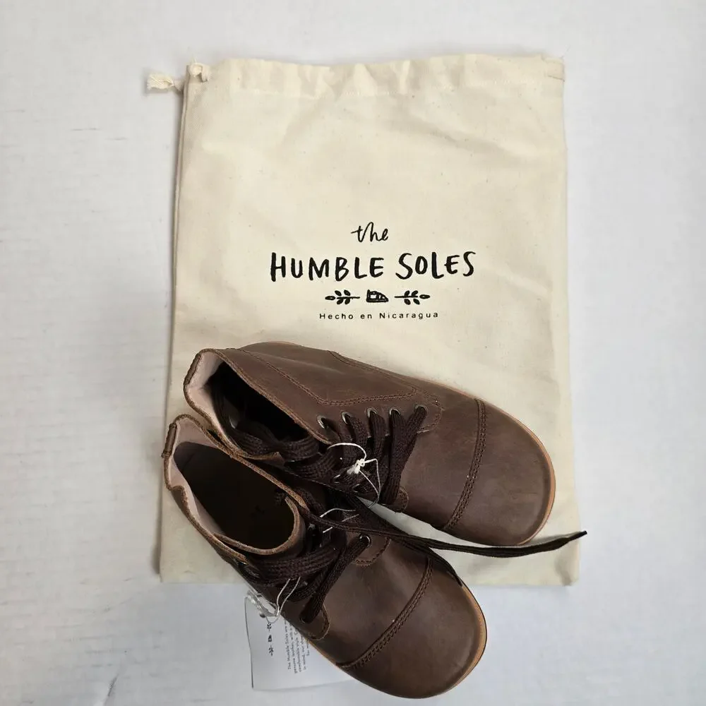 The Humble Soles Marlow Boots Youth Size 30/12 Chocolate Leather Lace Up Shoes
